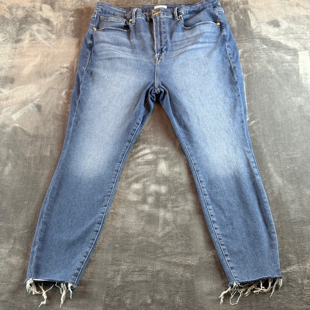 Good American Women's Jeans Size 20 High Waist Raw Hem Straight Leg